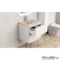 Долен шкаф за баня 60cм, с мивка, бежов мат, Inter Ceramic ICP 5955+ ICC 6066BG